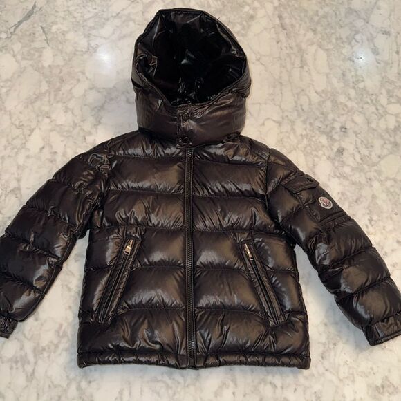 MONCLER MAYA HOODED BLACK JACKET 5Y